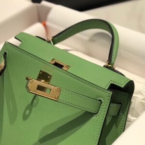Hermes Minikelly 20 Green Gold Hardware