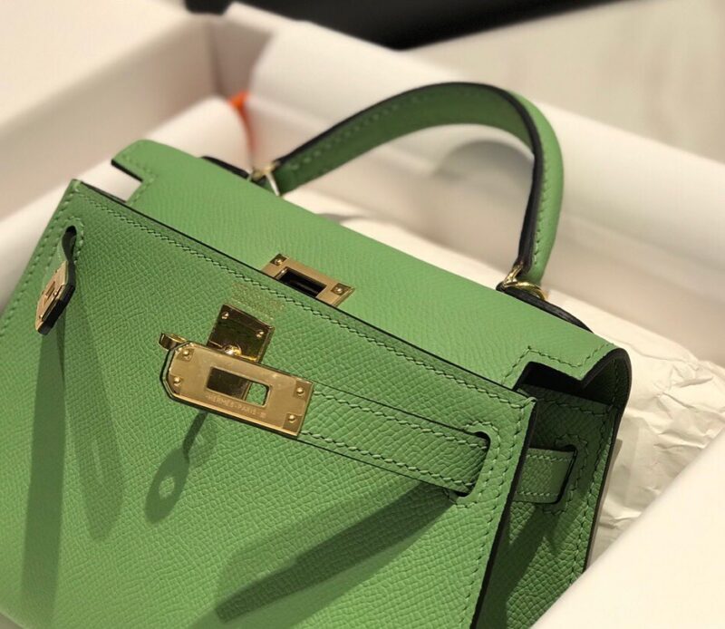 Hermes Minikelly 20 Green Gold Hardware