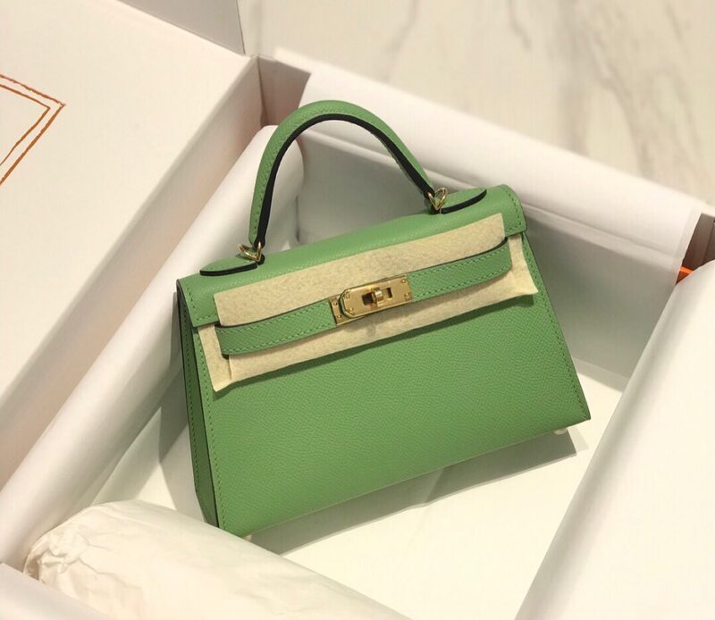 Hermes Minikelly 20 Green Gold Hardware