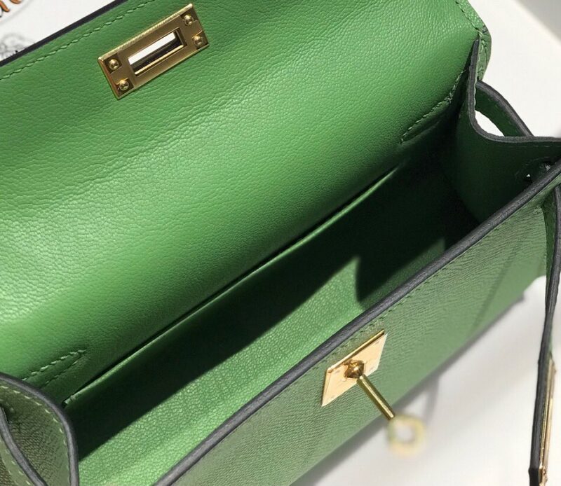 Hermes Minikelly 20 Green Gold Hardware