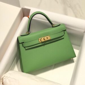Hermes Minikelly 20 Green Gold Hardware
