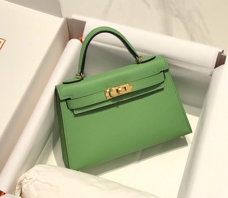Hermes Minikelly 20 Green Gold Hardware