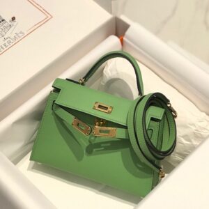 Hermes Minikelly 20 Green Gold Hardware