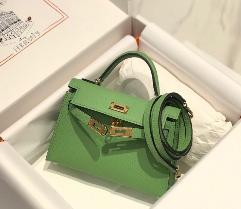 Hermes Minikelly 20 Green Gold Hardware