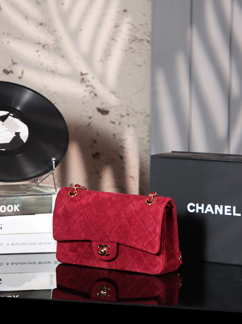 CHANEL Vintage Double Flap Bag Suede