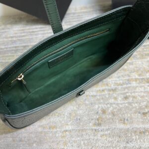 SAINT LAURENT Le 5 À 7 Green Crocodile-effect Leather Shoulder Bag In Dark Green