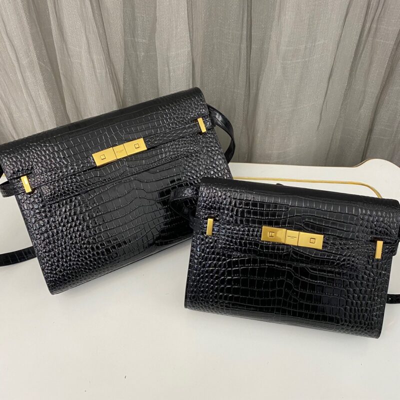 Saint Laurent Manhattan Crocodile-Embossed Shoulder Bag