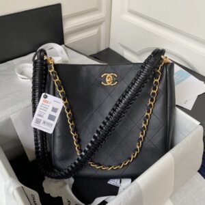 Chanel Calfskin Hobo Bag White/Black
