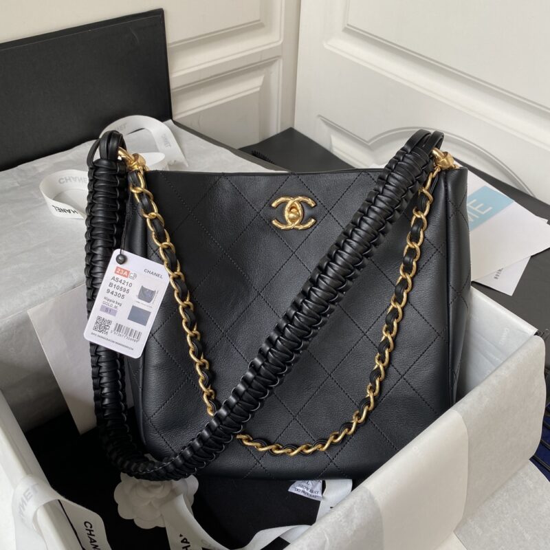 Chanel Calfskin Hobo Bag White/Black