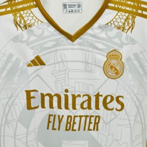 Unleash Royal Power with the 2024-25 Real Madrid Gold Dragon Jersey – Embroidery Edition