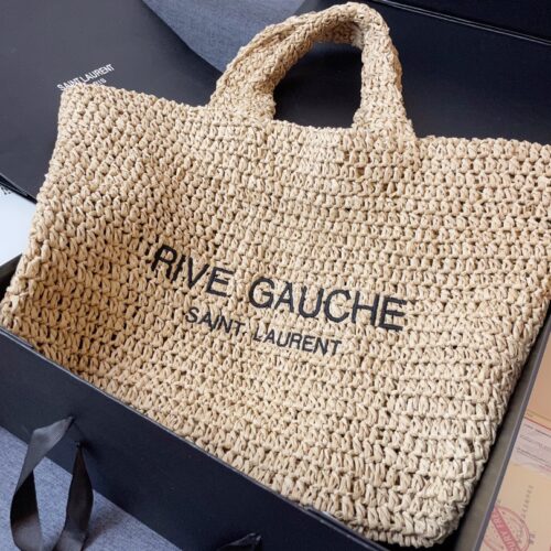 5a6f40b9 Saint Laurent Rive Gauche Linen Tote Bag