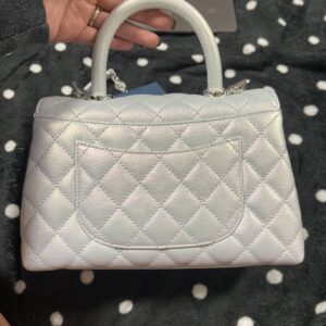 Chanel Coco Handbag Leather Light Grey Woman’s 23cm