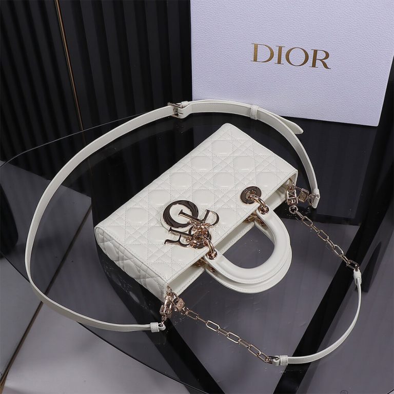 Dior Medium White Lady D-Joy Bag
