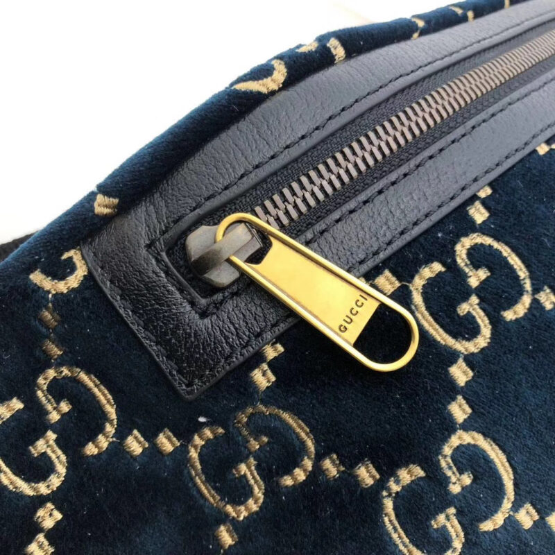 61732d77 Gucci Belt Bag GG Velvet Blue in Velvet with Brass-tone
