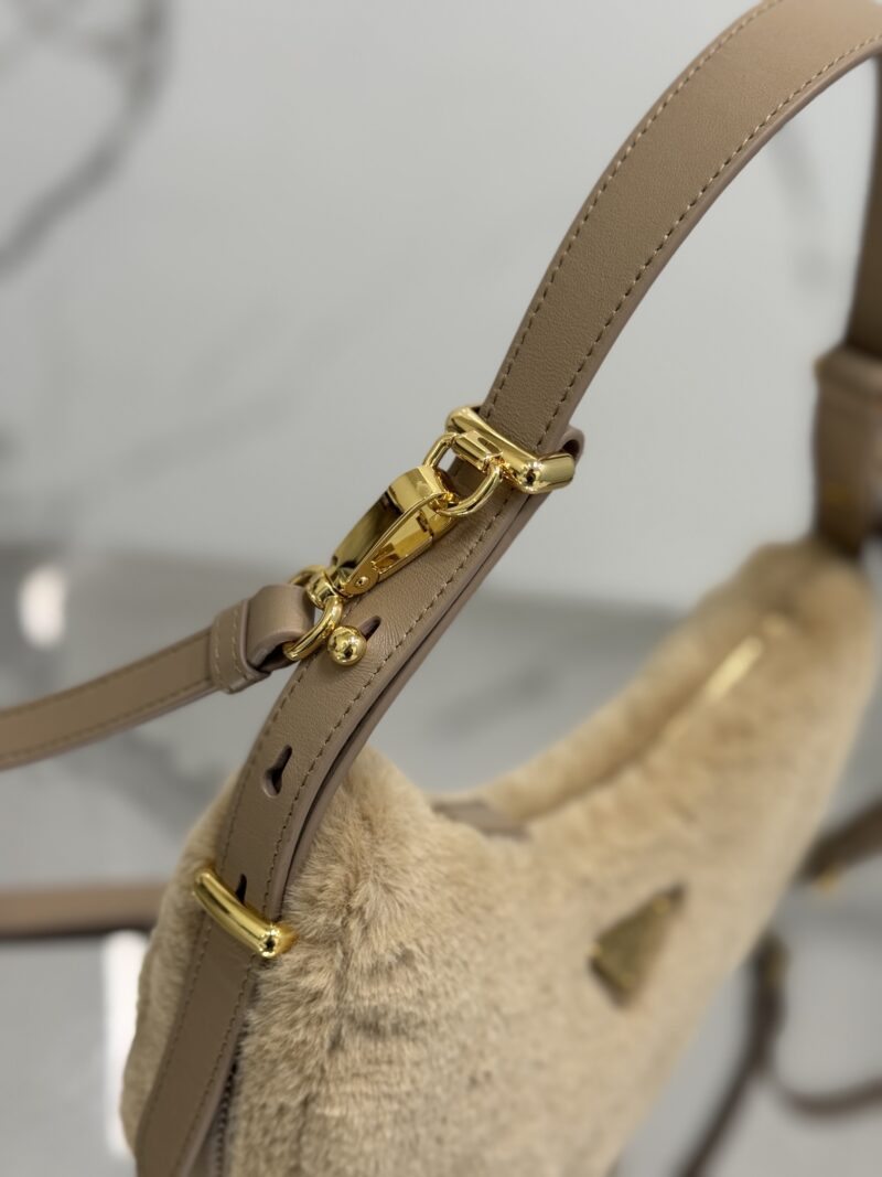 Prada Leather And Shearling Arquã¨ Handbag