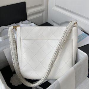 Chanel Calfskin Hobo Bag White/Black
