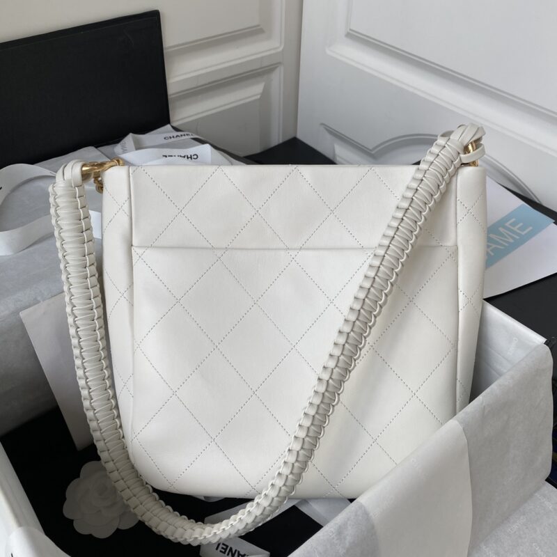 Chanel Calfskin Hobo Bag White/Black