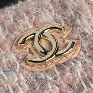 Chanel 24B Cc Quilted Chain Top Handle Pink Tweed / Sequin