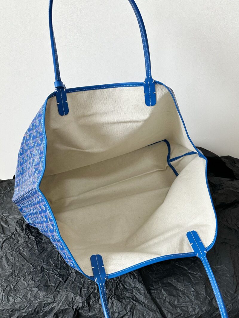 Goyard Blue Goyardine Canvas & Chevroches Calfskin Saint Louis PM Tote