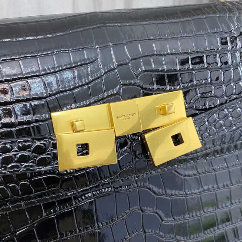 Saint Laurent Manhattan Crocodile-Embossed Shoulder Bag