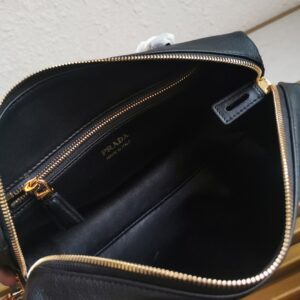 Prada Black Medium leather top-handle bag with padlock