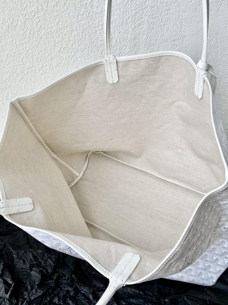 Goyard White Goyardine Canvas & Chevroches Calfskin Saint Louis PM Tote