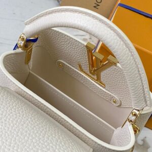 Louis Vuitton LV Capucines Beige LV Pattern Purple 21cm