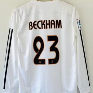 Beckham’s Iconic Madrid Era with the 2004-05 Real Madrid Home Jersey – Full Sleeve Embroidery Edition