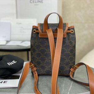 Celine Folco Backpack Mixed Pattern Brown 17x20x10cm