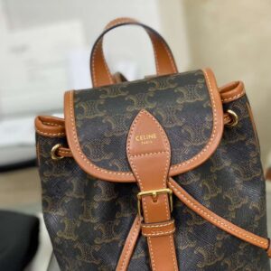 Celine Folco Backpack Mixed Pattern Brown 17x20x10cm