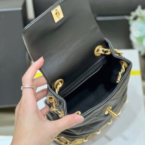 Chanel Charm Backpack Replica 11 Black Smooth Leather 18x18x8cm