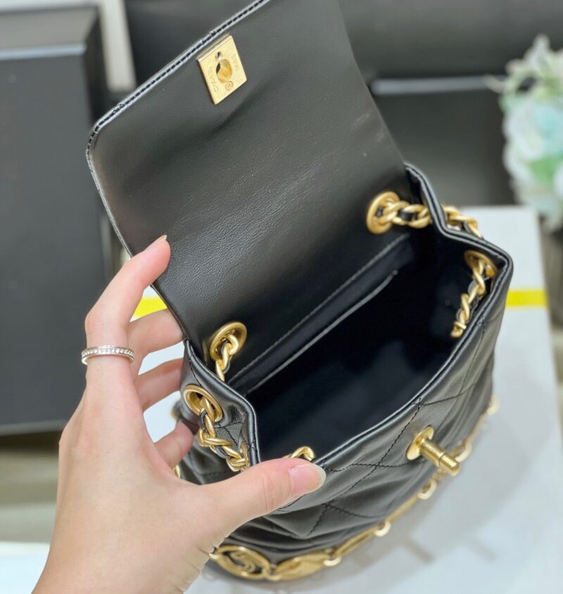 Chanel Charm Backpack Replica 11 Black Smooth Leather 18x18x8cm