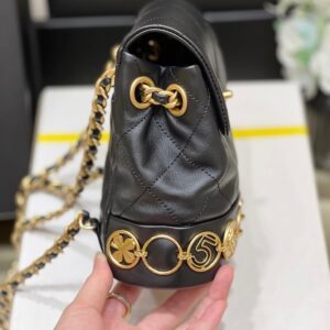 Chanel Charm Backpack Replica 11 Black Smooth Leather 18x18x8cm