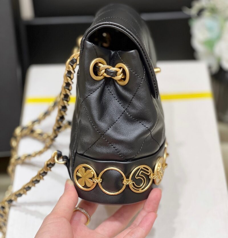 Chanel Charm Backpack Replica 11 Black Smooth Leather 18x18x8cm