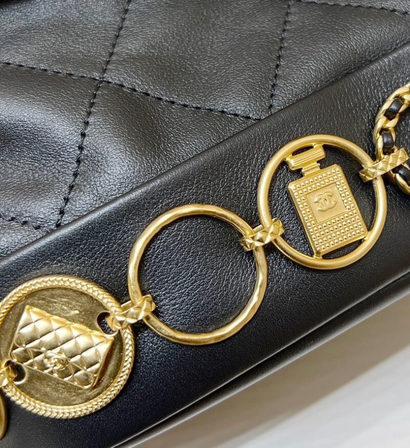 Chanel Charm Backpack Replica 11 Black Smooth Leather 18x18x8cm