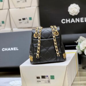 Chanel Charm Backpack Replica 11 Black Smooth Leather 18x18x8cm