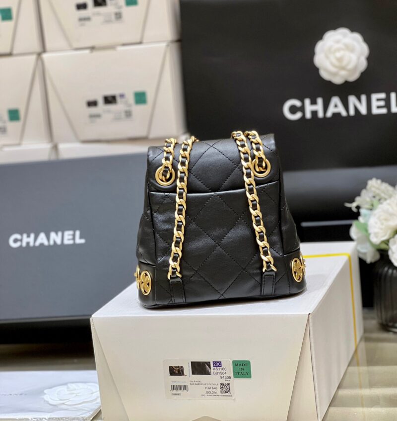 Chanel Charm Backpack Replica 11 Black Smooth Leather 18x18x8cm
