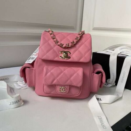 Balo-Chanel-Duma-Mini-Nu-Da-Hat-Mau-Hong-Khoa-Vang-21.5x19-1-600x600-1 Chanel Backpack Duma Mini Replica 11 Pink Lock Gold 21.5×19.5x12cm