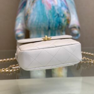 Chanel Mini Backpack Replica 11 Milk White With Gold Lock 18x20x11.5cm