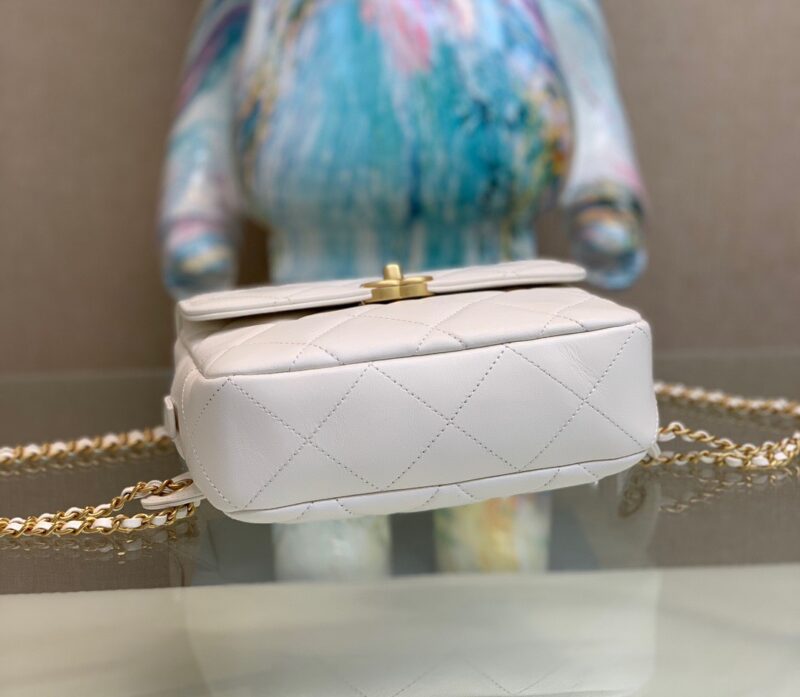 Chanel Mini Backpack Replica 11 Milk White With Gold Lock 18x20x11.5cm