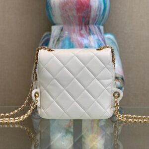 Chanel Mini Backpack Replica 11 Milk White With Gold Lock 18x20x11.5cm