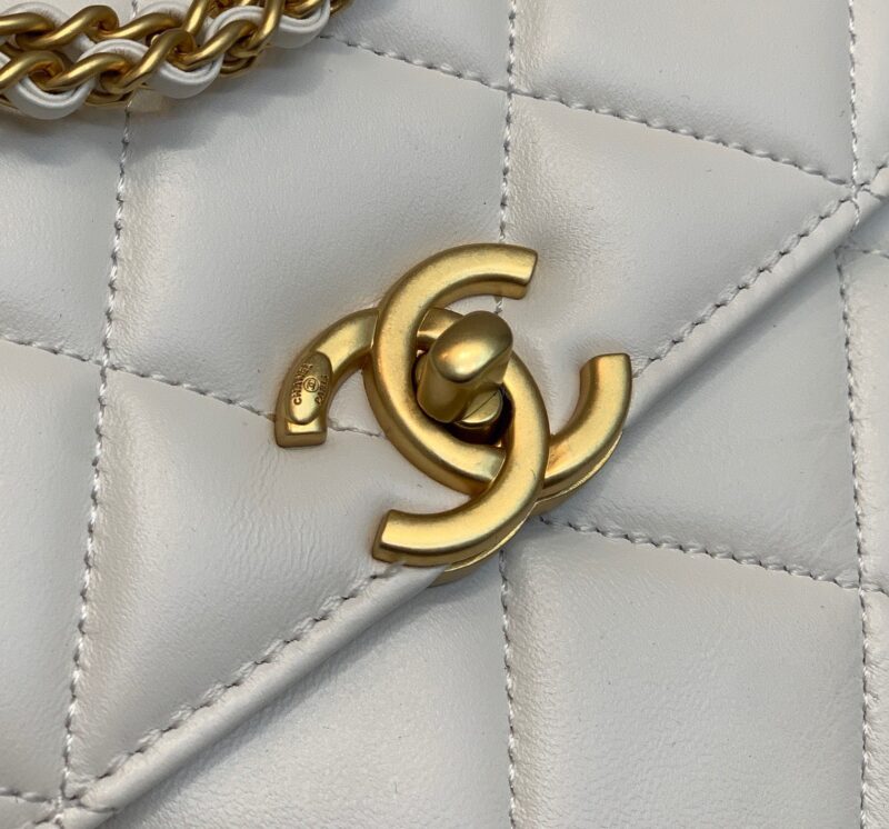 Chanel Mini Backpack Replica 11 Milk White With Gold Lock 18x20x11.5cm