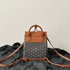Goyard Mini Backpack Brown Super Quality Monogram Pattern Size 23x19cm