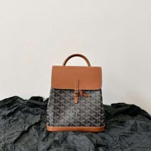Goyard Mini Backpack Brown Super Quality Monogram Pattern Size 23x19cm