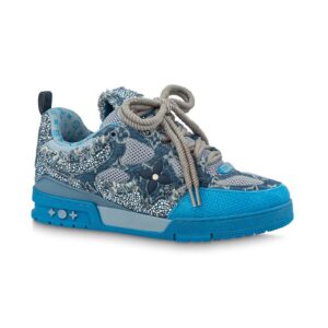 Blue-Swarovski-Monogram-1 Skate Trainer