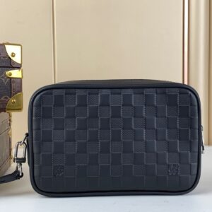 Louis Vuitton LV Clutch Bag Kasai Damier Graphite Black 24cm