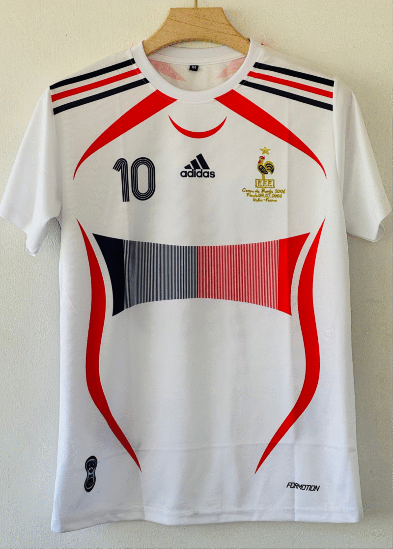 FDDC69B1-78AA-4697-96A1-D8500BB8C180 2006 France Retro Away Jersey - World Cup Final Zidane Edition embroidery
