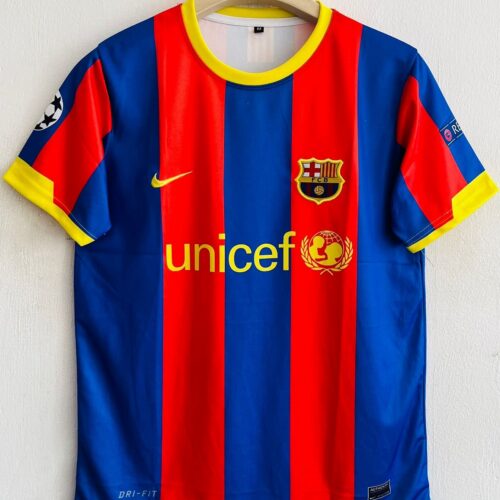 2010-11 Barcelona Home Kit - Classic Blaugrana Jersey Messi Version with Embroidered Design