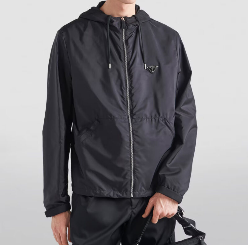 Replica Prada Black Re-Nylon Hooded Jacket