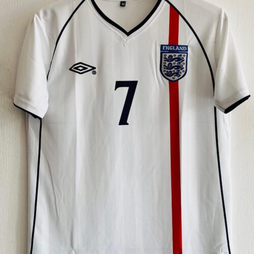 2001-02 England Home Jersey - David Beckham Embroidered Edition